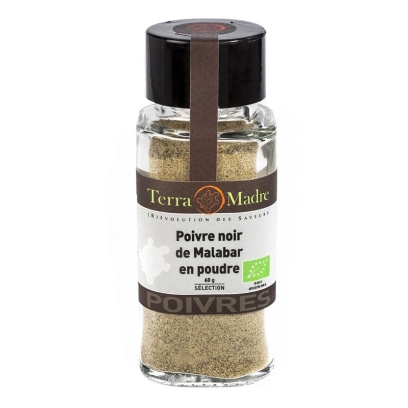 Poivre noir de Malabar bio en poudre