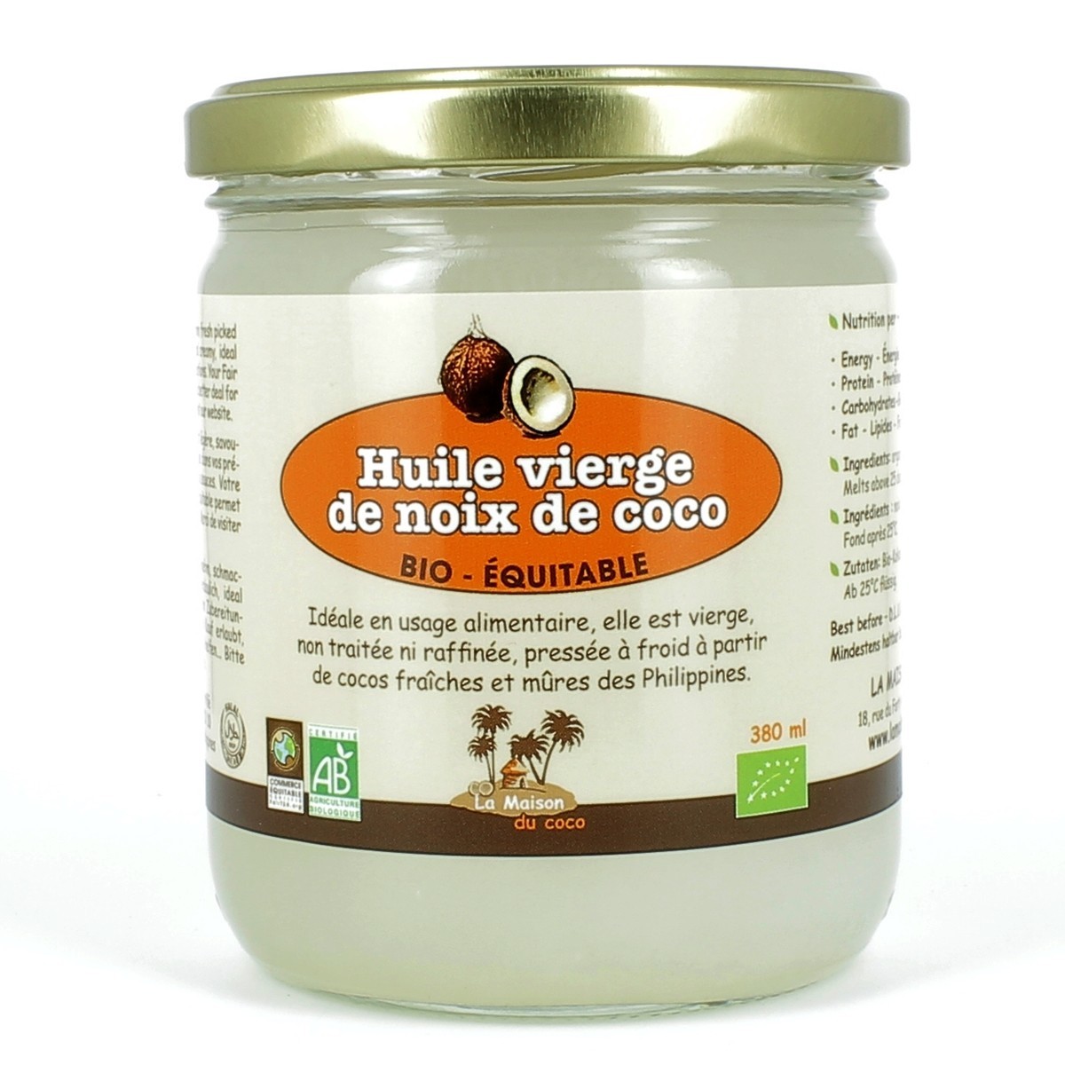 Huile de coco extra vierge bio