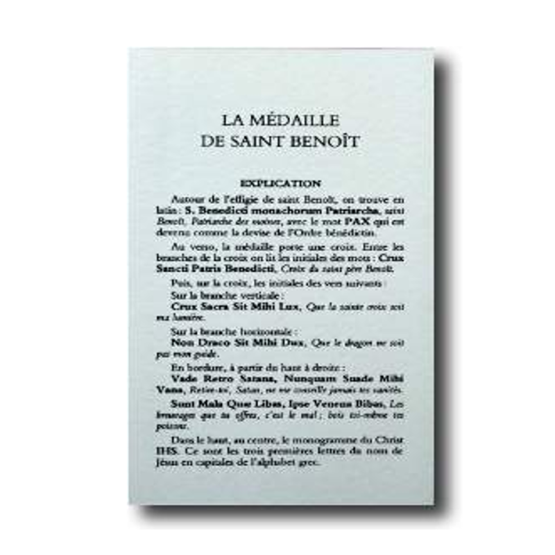 Notice sur la Médaille de Saint Benoit