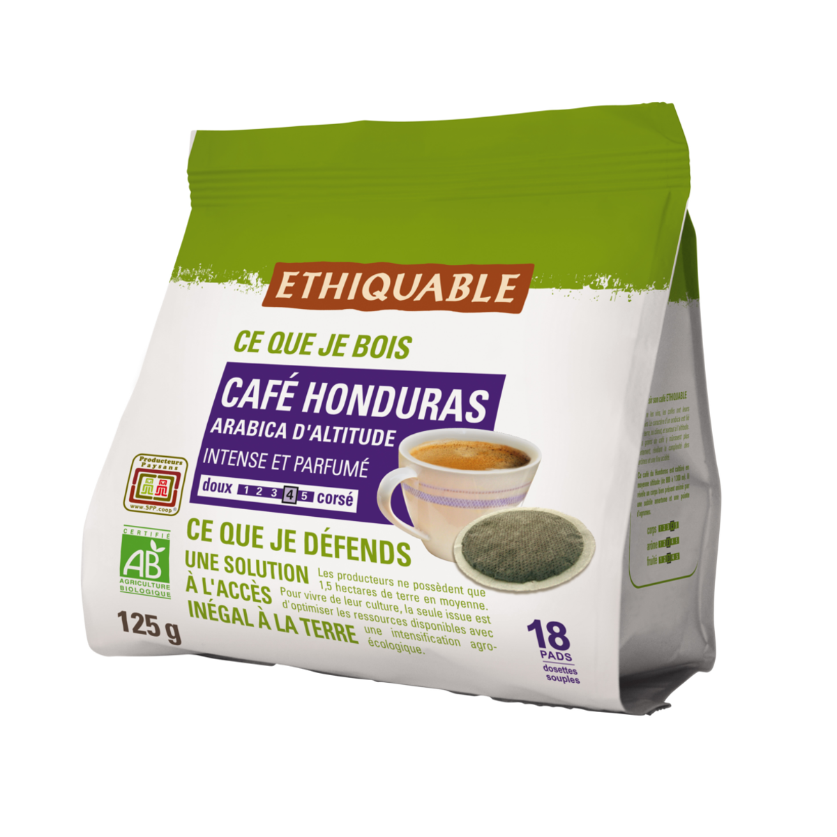 Achat Café Bio 16 dosettes biodégradables compatibles Senseo
