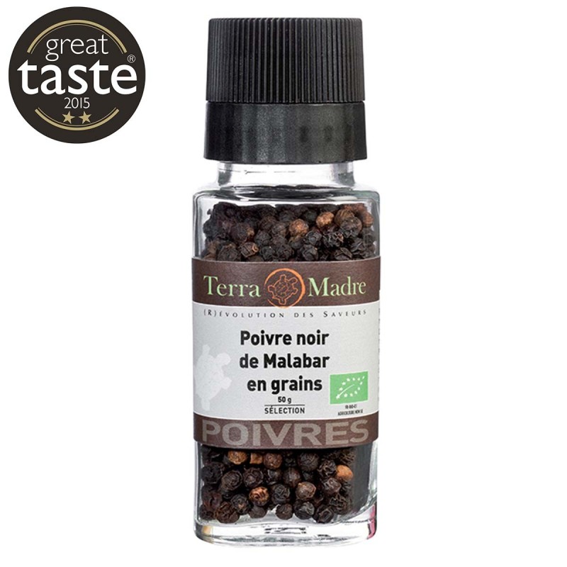 Poivre noir bio de Malabar en grains