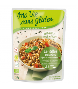 Lentilles cuisinées, soja et duo de céréales bio & sans gluten