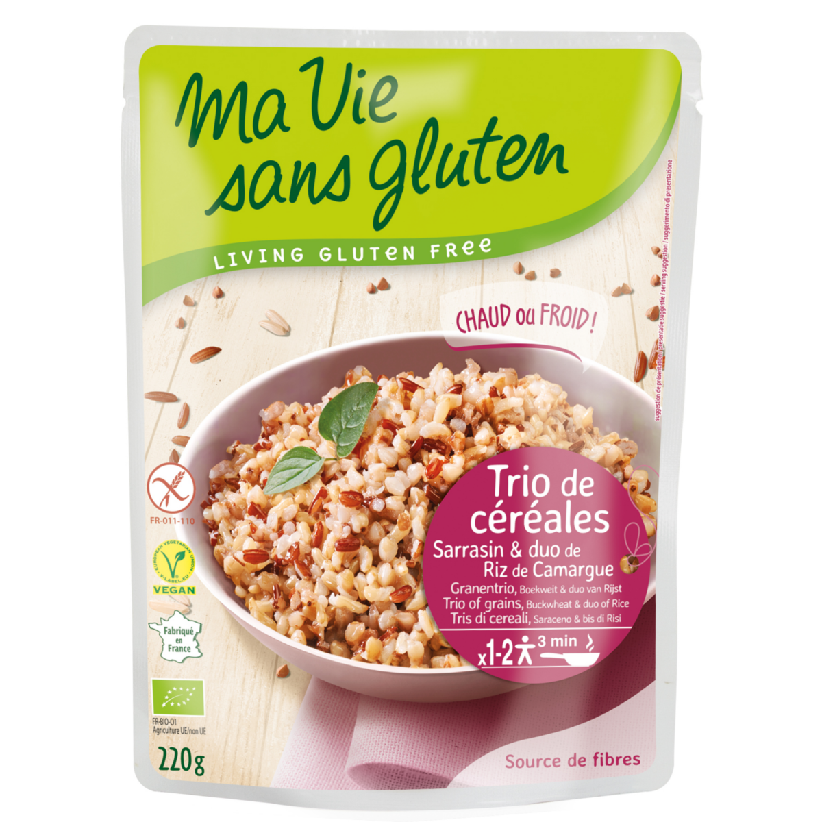 Trio de céréales bio & sans gluten 220 g MA VIE SANS GLUTEN