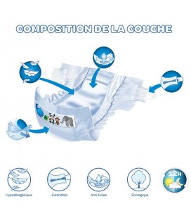 Jumbo MINI 64 couches écologiques T2 - 3 à 6 kg