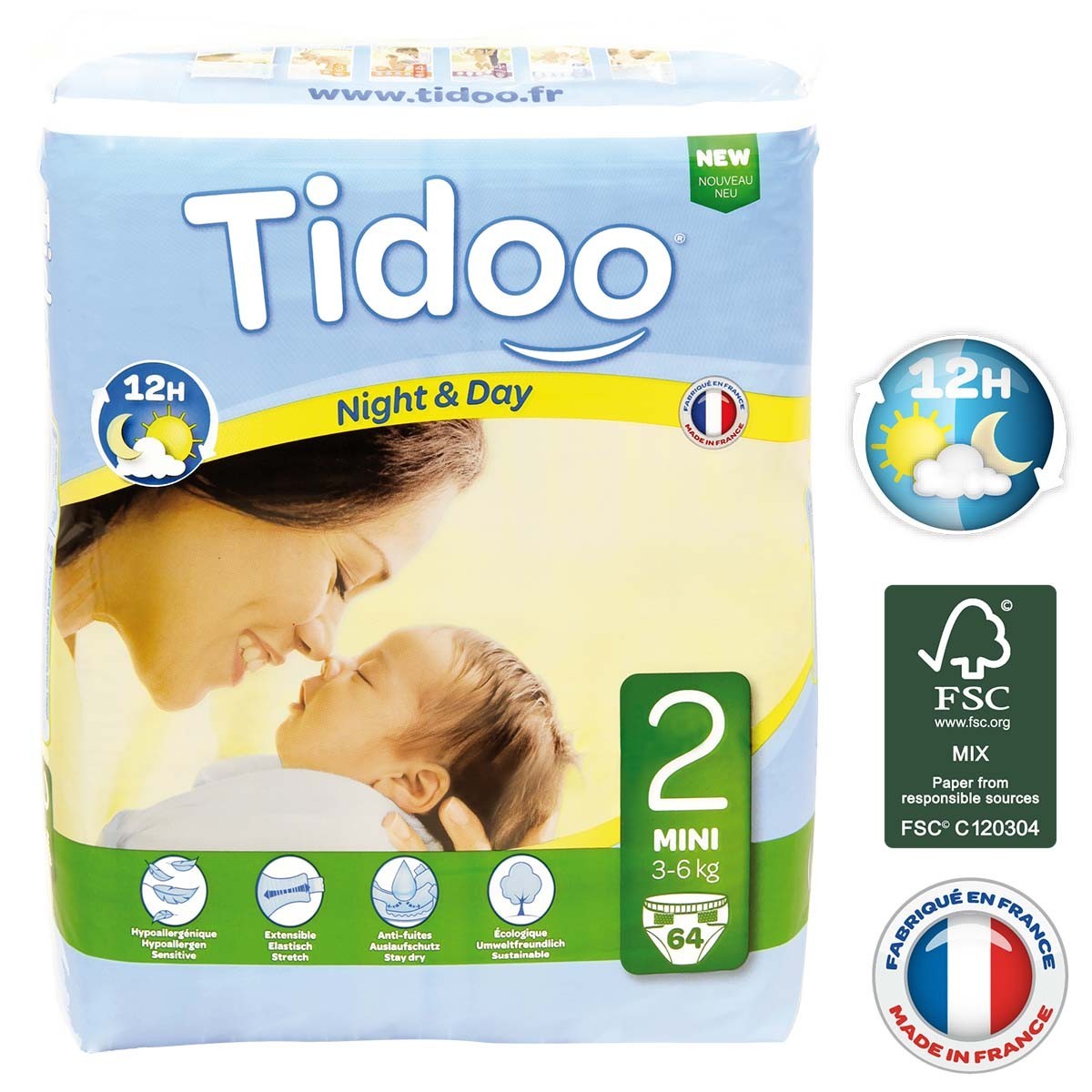 COUCHES CULOTTES JETABLES ÉCOLOGIQUES Tidoo 3 PACKS Taille 4 - 8/15 kg