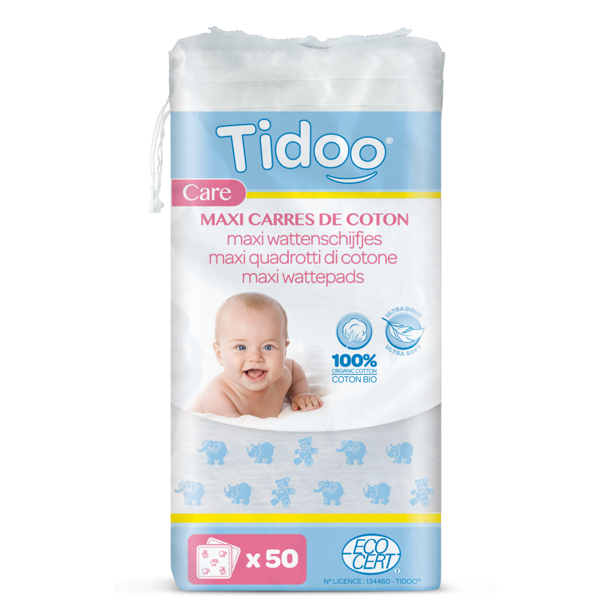 Maxi carrés de coton pour bébé (x50) bio