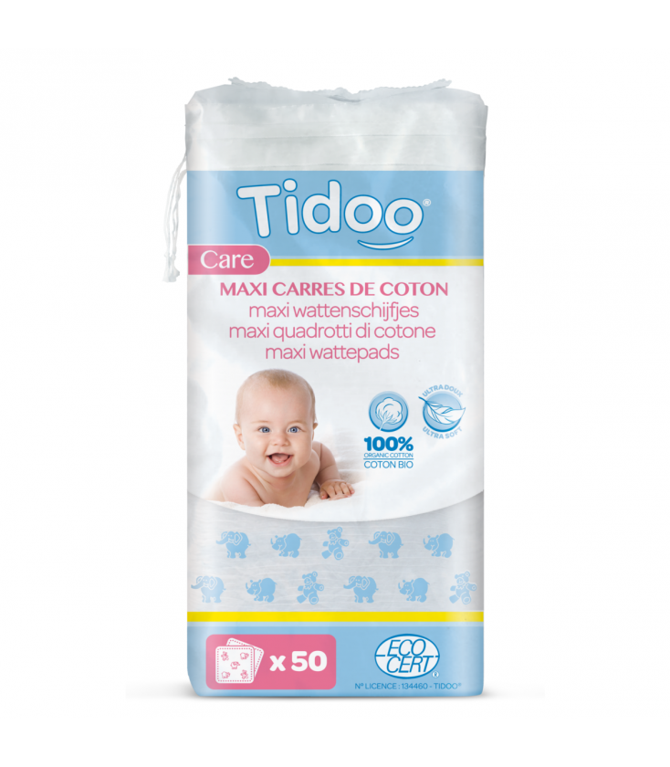 Maxi carrés de coton pour bébé (x50) bio