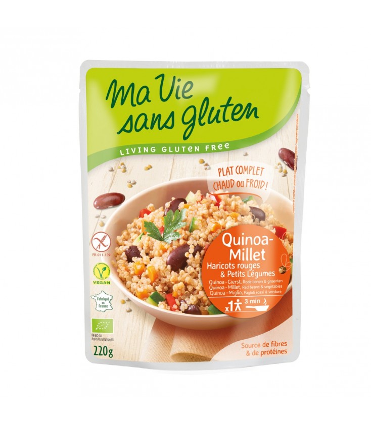 Quinoa-millet, haricots rouges et petits légumes bio & sans gluten