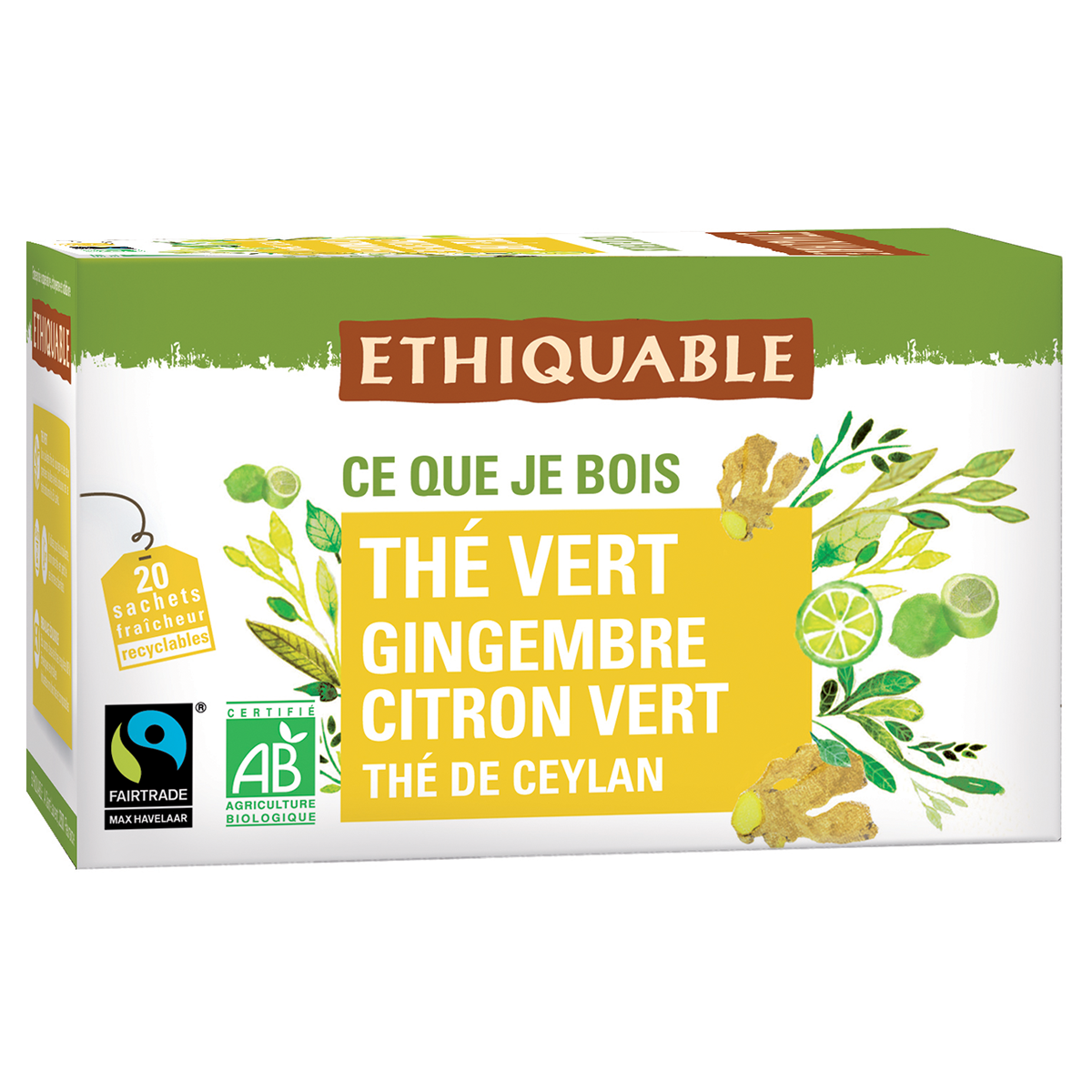 Thé vert bio menthe mangue citron Envie d'évasion - frais et exotique