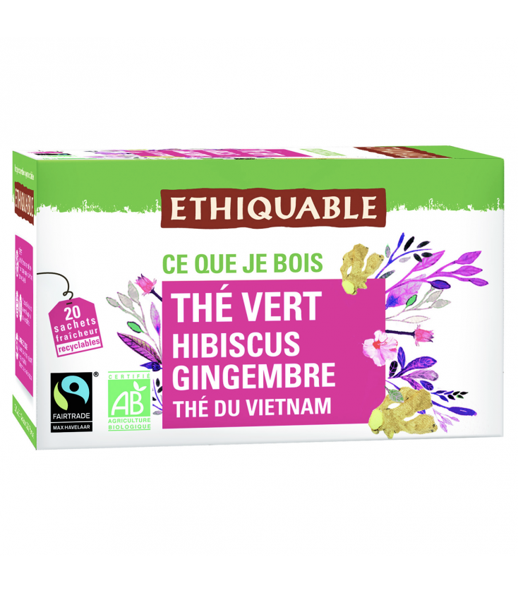 Thé vert hibiscus gingembre bio & équitable