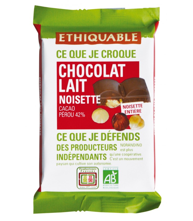 Mini tablette chocolat noir noisette bio & équitable