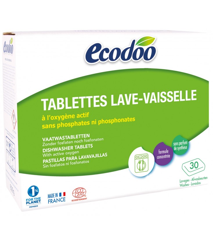 Tablettes lave-vaisselle écologiques hydrosolubles à l'oxygène actif