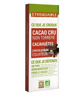 Chocolat Noir non torréfié cacahuettes bio & équitable