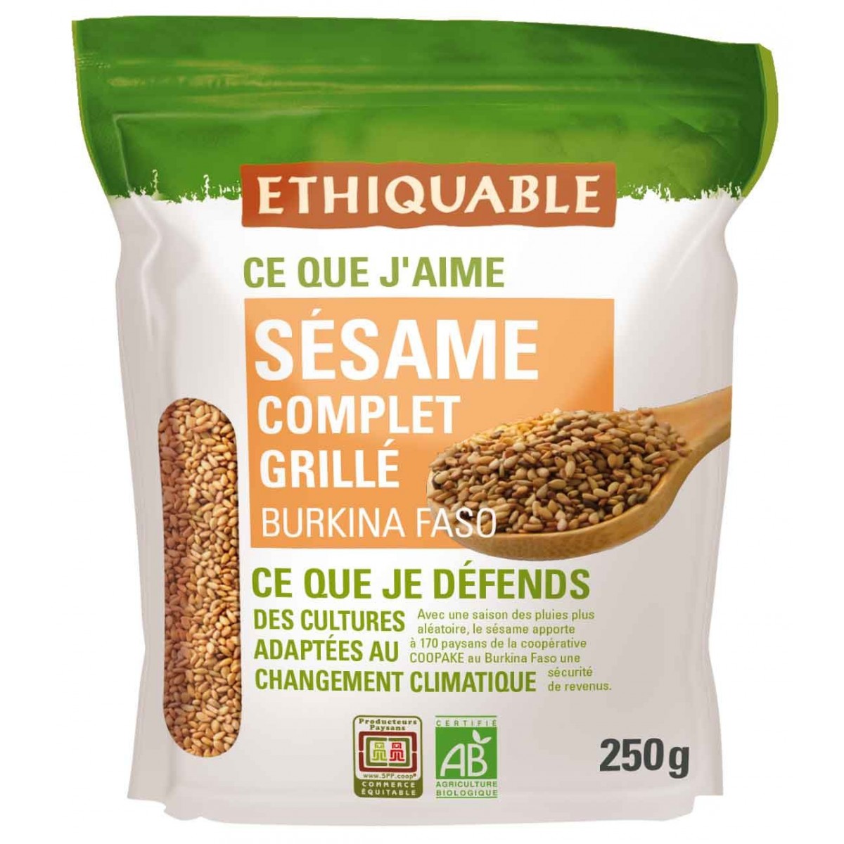 Graine de Sésame complet Grillé bio & équitable - 250 g