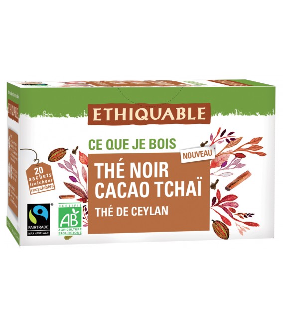 Thé noir cacao tchaï de Ceylan bio et équitable
