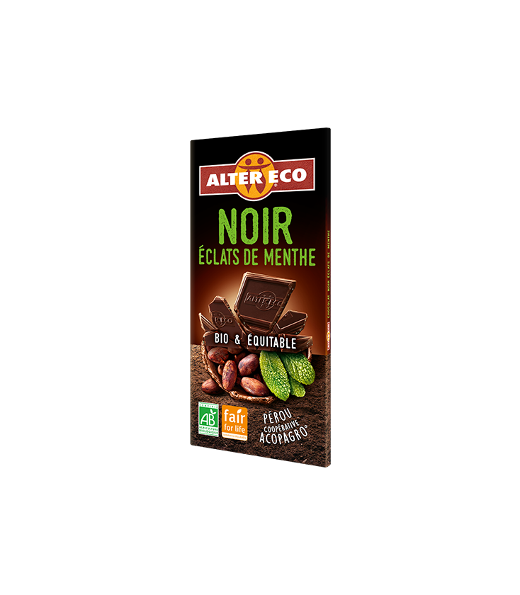 Chocolat NOIR Eclats de Menthe bio et équitable
