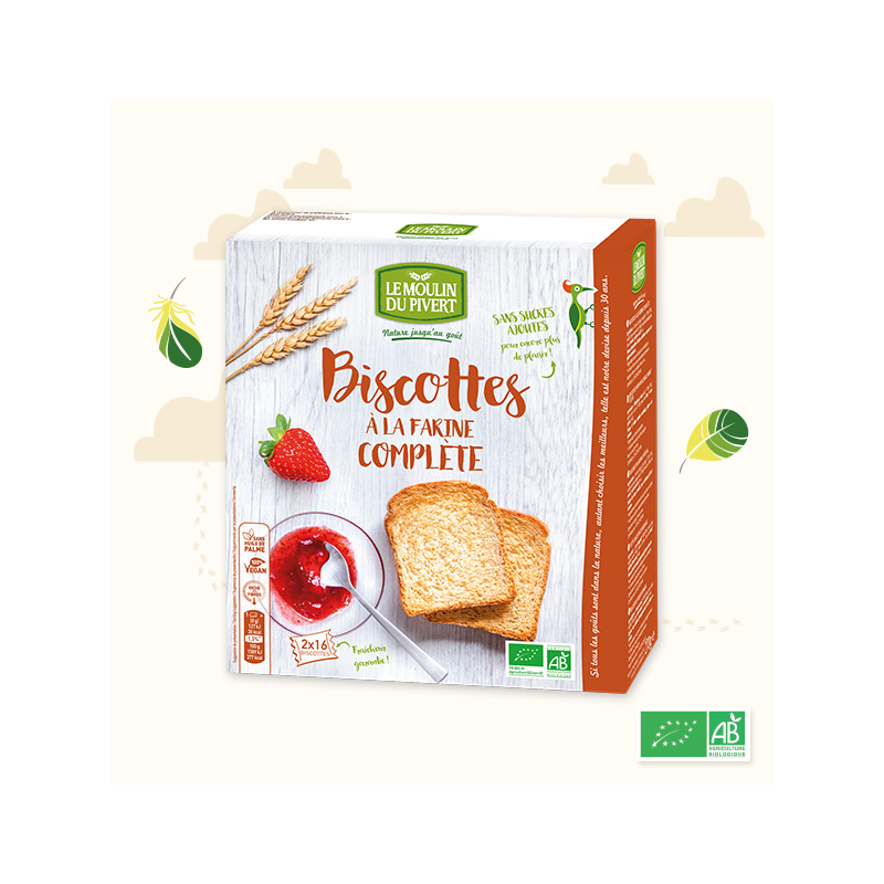 Biscottes à la farine complète bio et équitables