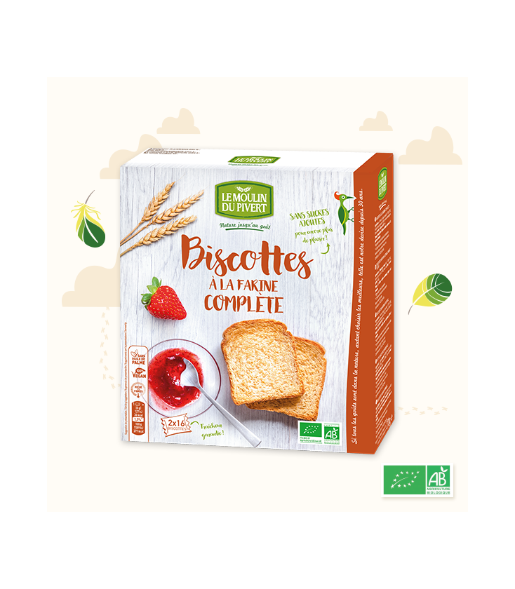 Biscottes à la farine complète bio et équitables