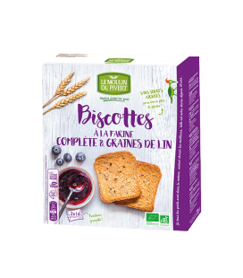 Biscottes à la farine complète & graines de lin bio & vegan