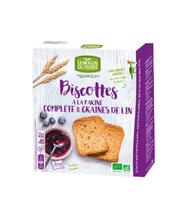 DATE PROCHE - Biscottes à la farine complète & graines de lin bio & vegan