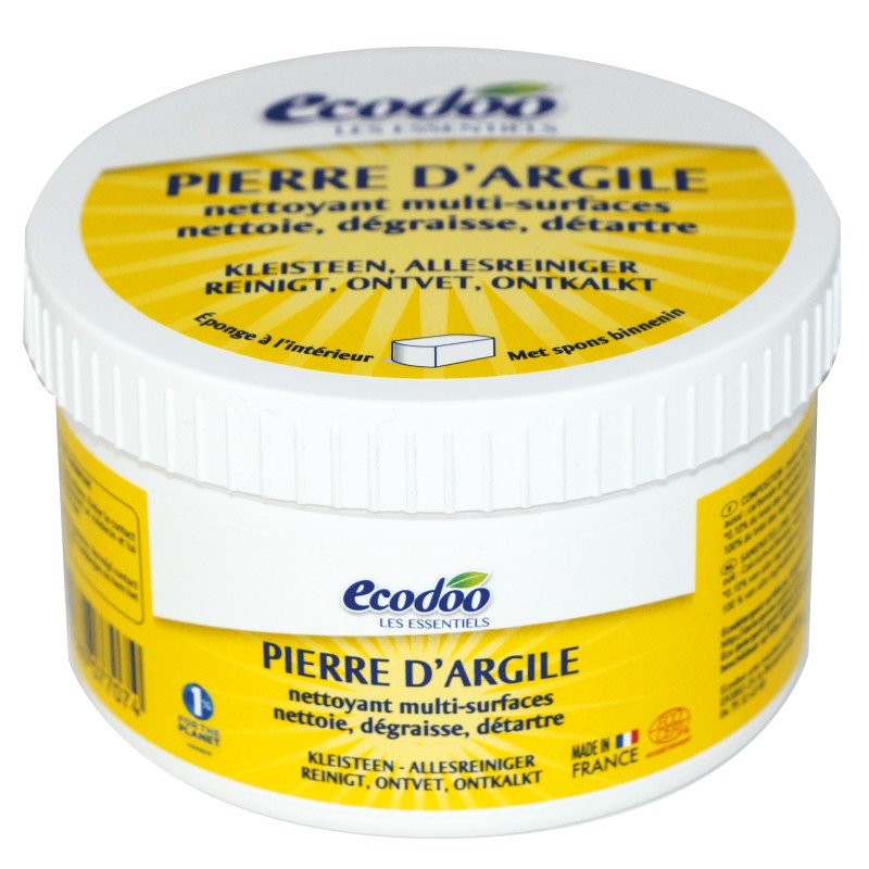 Pierre d'Argile écologique avec éponge (nettoie, dégraisse, détartre)
