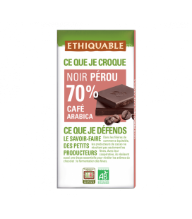 Chocolat noir 70% Café Arabica bio & équitable