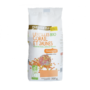 Duo de Lentilles Corail et Jaunes bio & équitable
