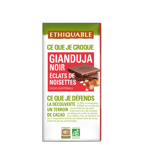 Gianduja Noir Eclats de Noisettes bio & équitable