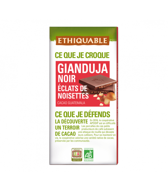 Chocolat noir bio aux éclats de noisettes - Boni Bio - 100 g