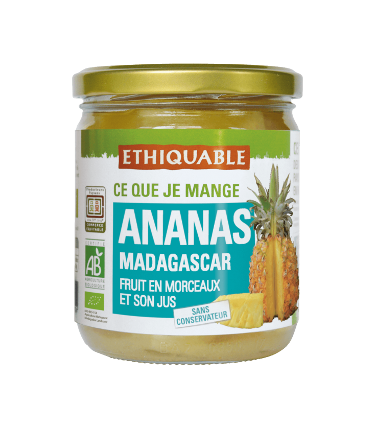 Ananas en Morceaux et son Jus bio et équitable