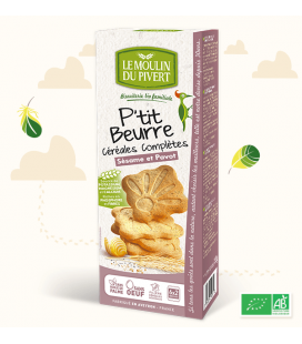 Petit beurre Céréales Complètes, Graines de sésame et de pavot bio & équitable