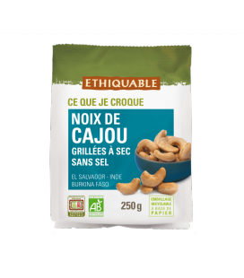 Noix de Cajou grillées à sec SANS SEL bio & équitable