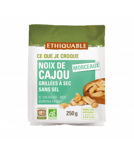 DATE PROCHE - Noix de Cajou grillées à sec SANS SEL bio & équitable