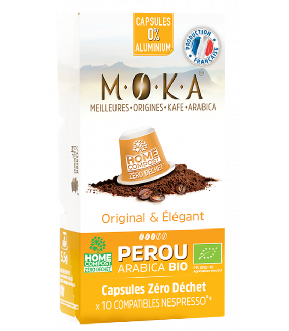 Capsules biodégradables de café Arabica Bio PEROU x10