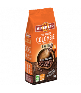 Café COLOMBIE Pur Arabica en Grains bio et équitable - 1 Kg