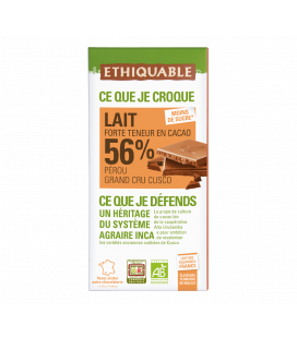 Chocolat Lait 56% de Cacao Pérou Grand Cru Cusco Pérou bio & équitable