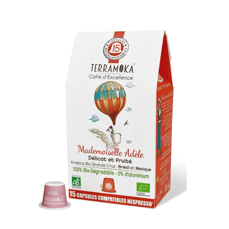 Capsules biodégradables de café bio ADELE x15