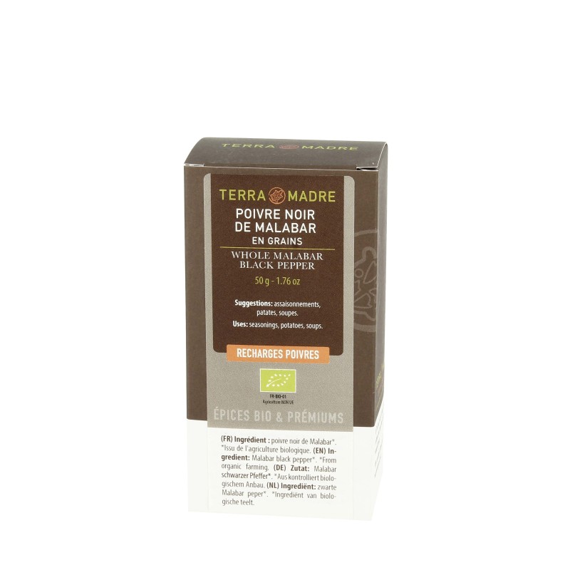Poivre Noir de Malabar en Grains Recharge bio