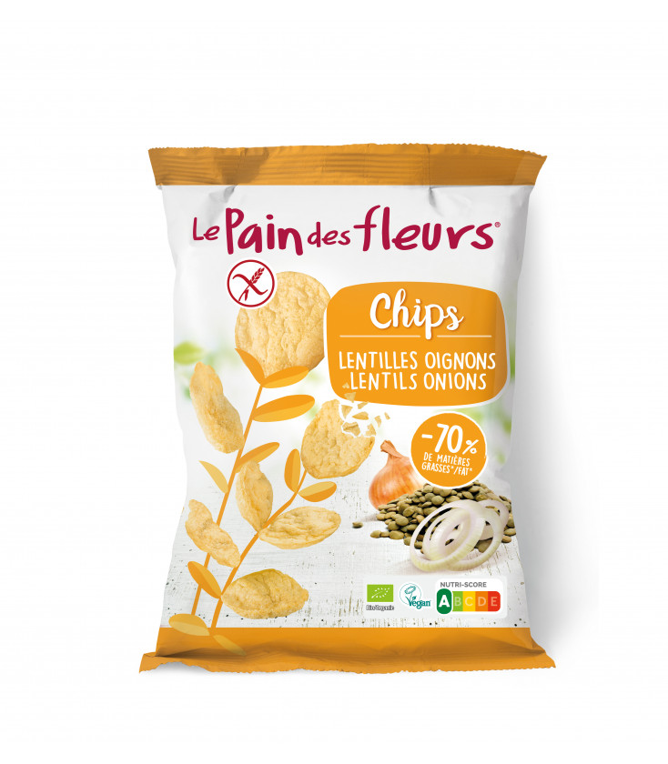 Chips Lentilles Oignons -70% de matières grasses bio et vegan