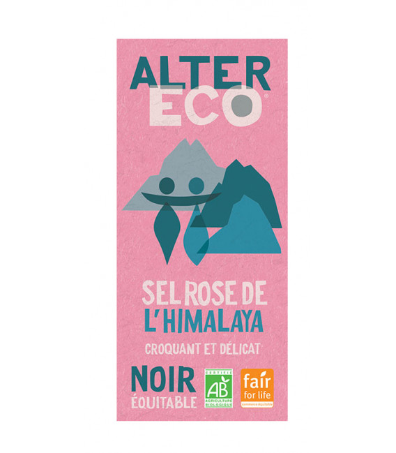 Chocolat NOIR Sel Rose de l'Himalaya bio et équitable