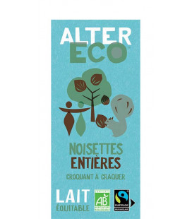 Chocolat Lait Noisettes Entières bio et équitable