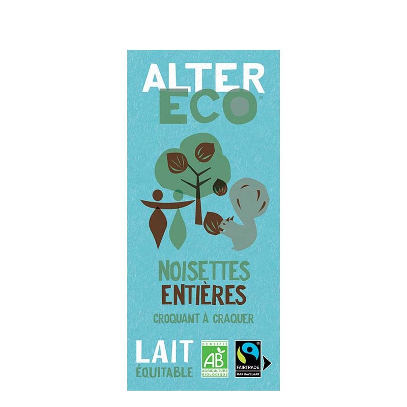 Chocolat Lait Noisettes Entières bio et équitable