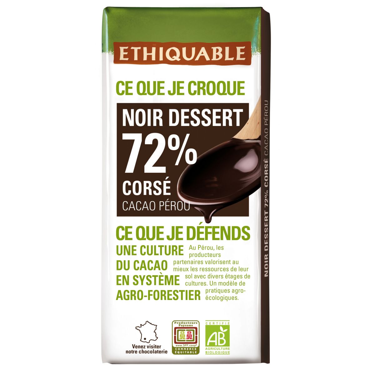 Chocolat noir dessert 65%intense bio et issu du Commerce Equitable