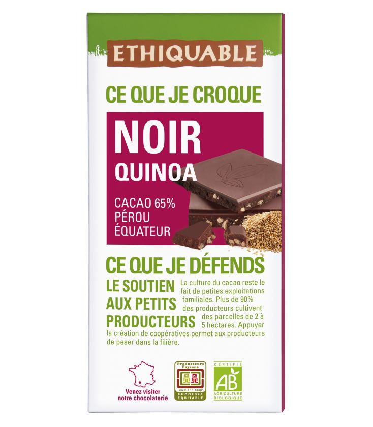 Chocolat Noir Quinoa bio & équitable