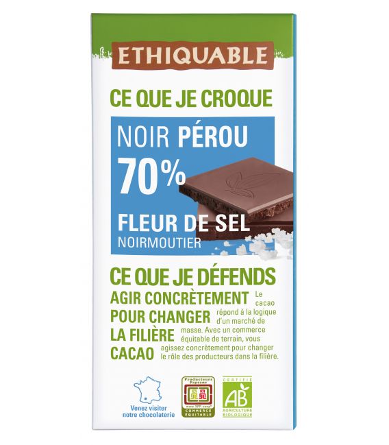 Chocolat Noir 70% Fleur de Sel Camargue/Pérou bio & équitable