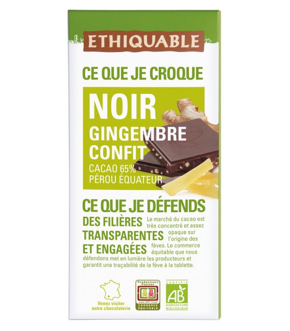 Chocolat Noir Gingembre Confit bio & équitable