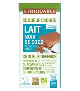 Chocolat Lait Noix de Coco bio & équitable
