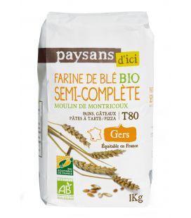 Farine de blé semi complète T80 bio & équitable
