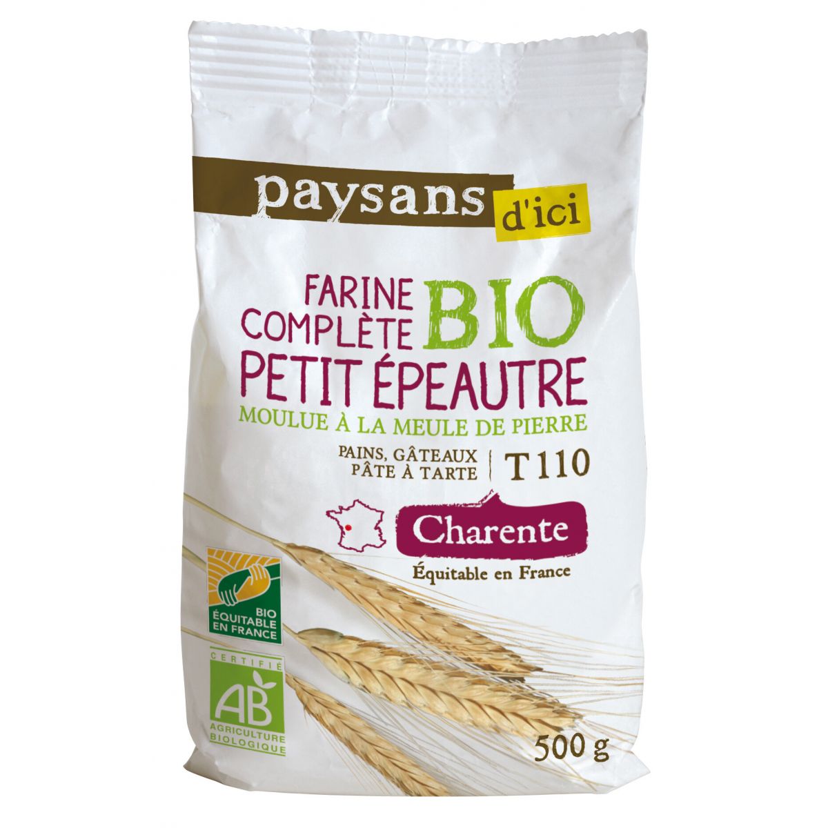 Farine complète de Petit épeautre bio et équitable T110 - 500 g