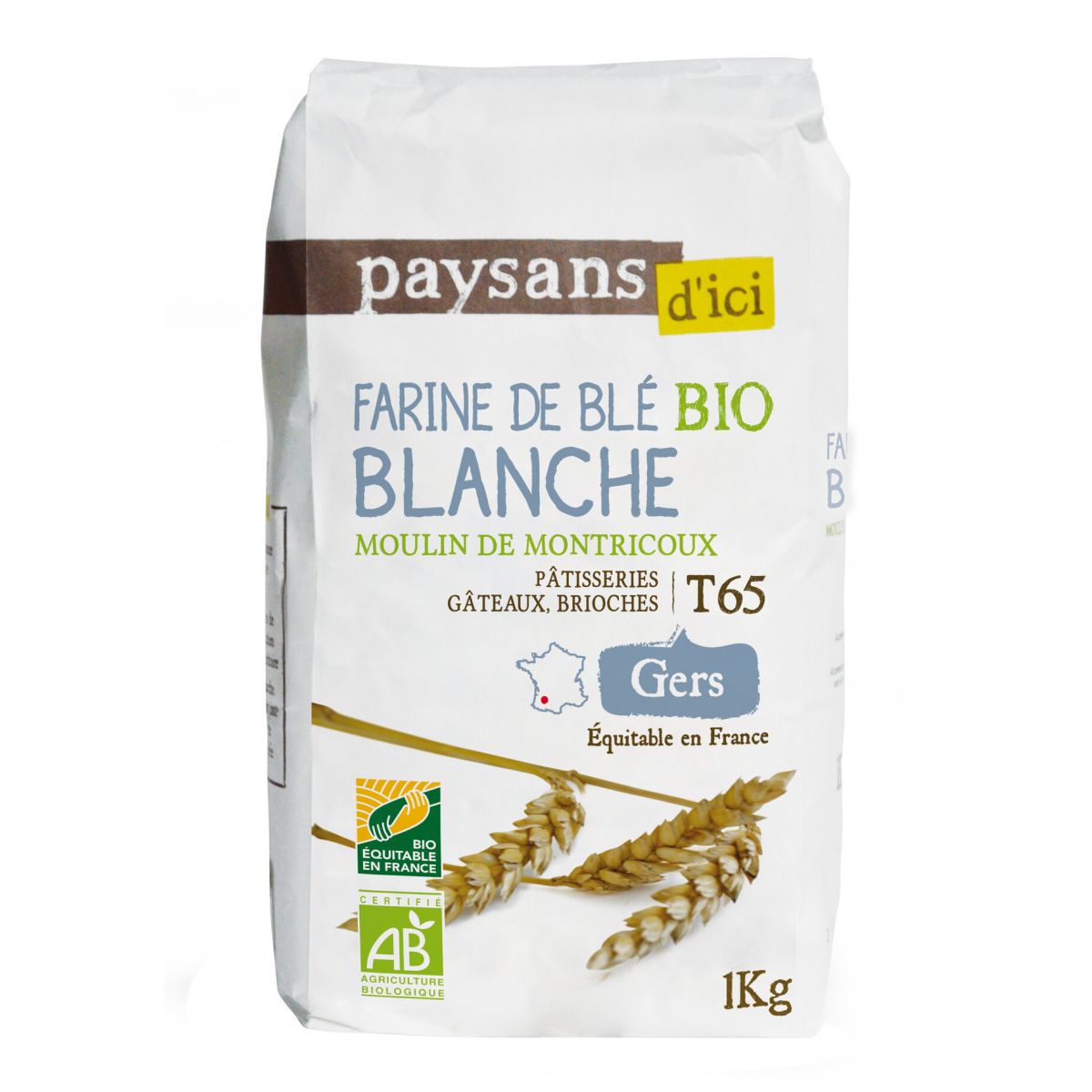 Farine de Blé Blanche T65 bio & équitable - 1 kg